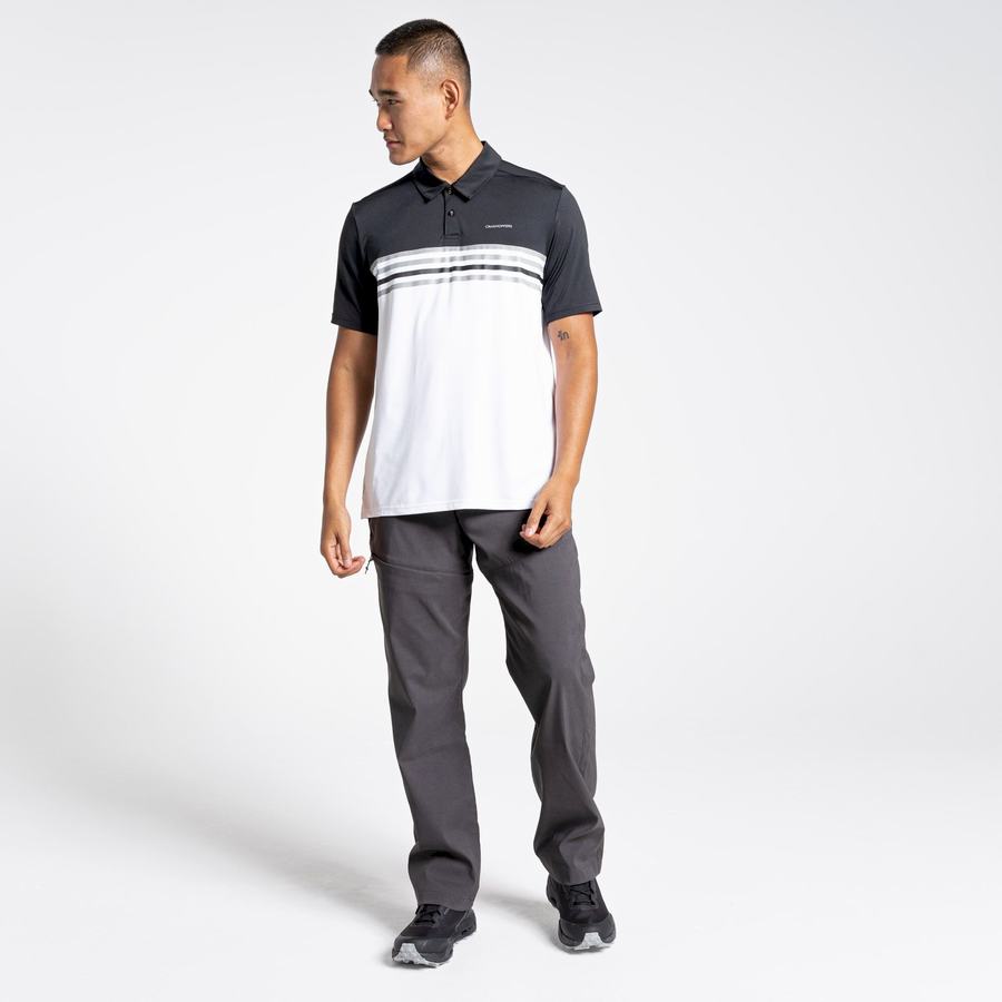 T Shirts Craghoppers NosiLife Pro Corta Sleeved Polo Homme Noir Blanche | QGT6654JR