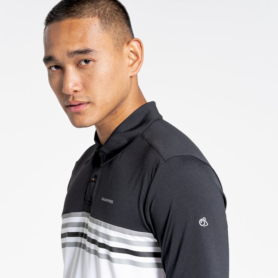 T Shirts Craghoppers NosiLife Pro Corta Sleeved Polo Homme Noir Blanche | QGT6654JR