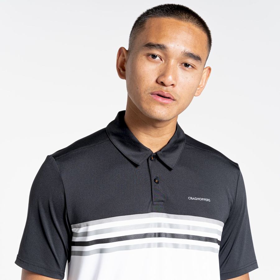 T Shirts Craghoppers NosiLife Pro Corta Sleeved Polo Homme Noir Blanche | QGT6654JR