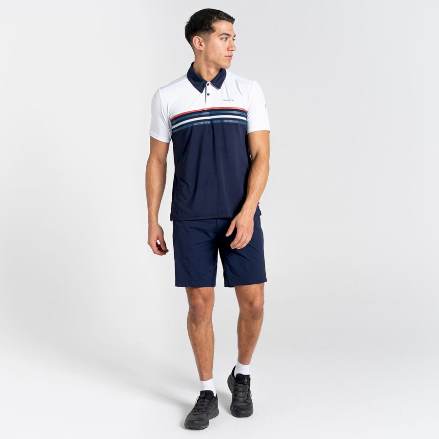 T Shirts Craghoppers NosiLife Pro Corta Sleeved Polo Homme Blanche Bleu Bleu Marine | YFE5667AA