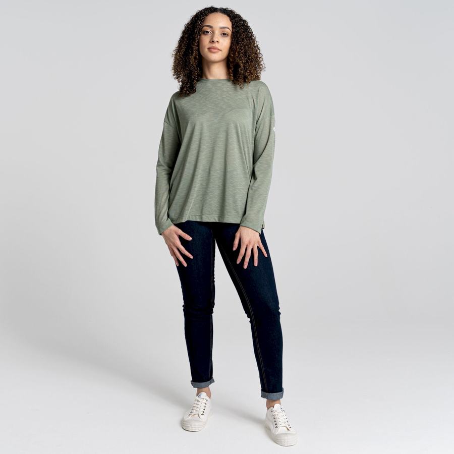 T Shirts Craghoppers NosiLife Sami Long Sleeved Femme Vert Olive | RAU8489UN