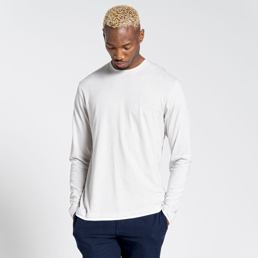 T Shirts Craghoppers Nosibotanical Coulter Long Sleeved Homme Argent | GIT868MW