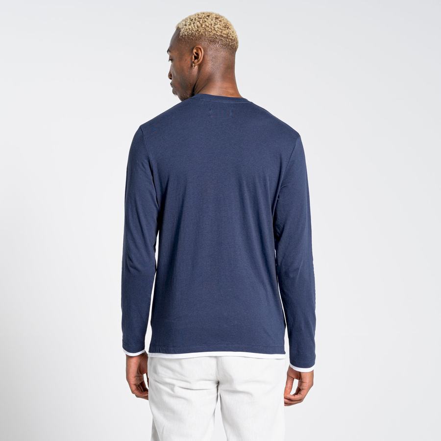 T Shirts Craghoppers Nosibotanical Coulter Long Sleeved Homme Bleu Bleu Marine | SHH314RL