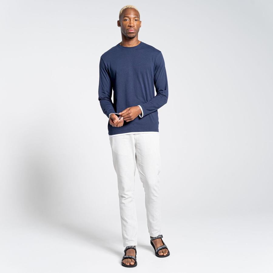 T Shirts Craghoppers Nosibotanical Coulter Long Sleeved Homme Bleu Bleu Marine | SHH314RL