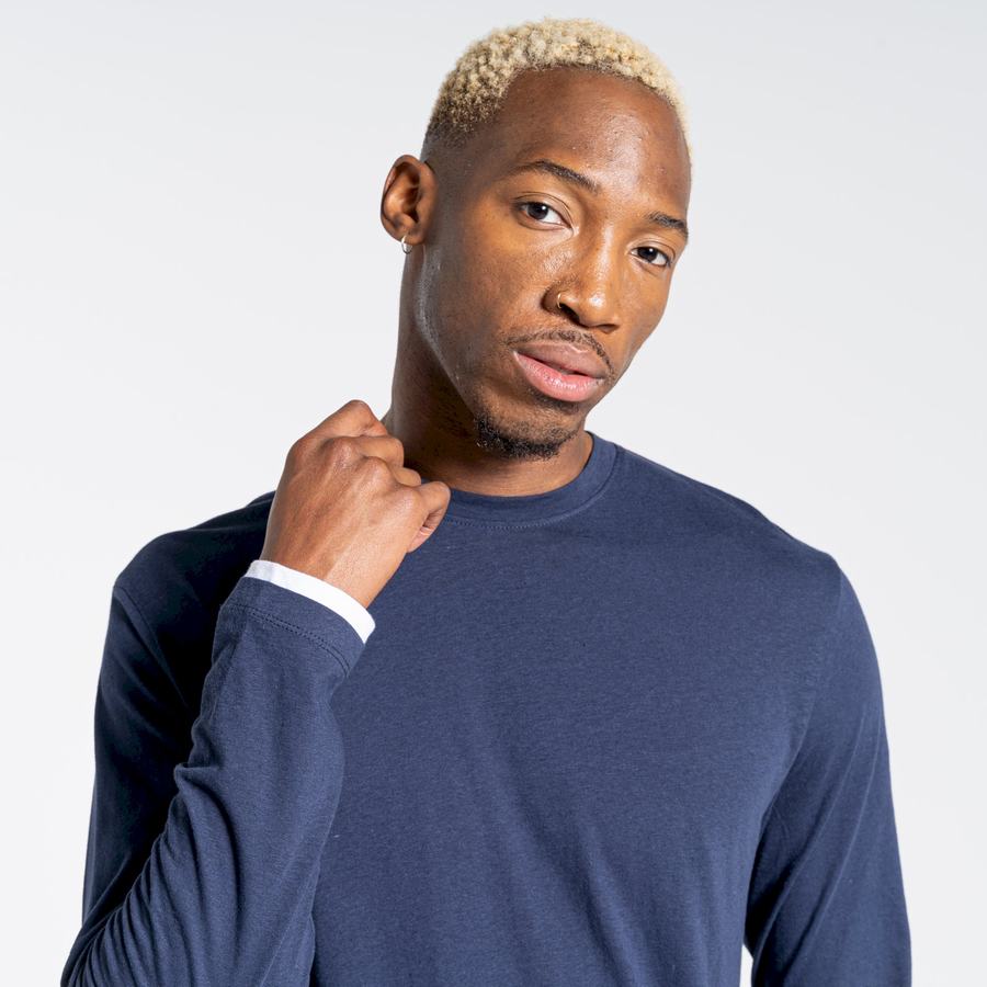 T Shirts Craghoppers Nosibotanical Coulter Long Sleeved Homme Bleu Bleu Marine | SHH314RL