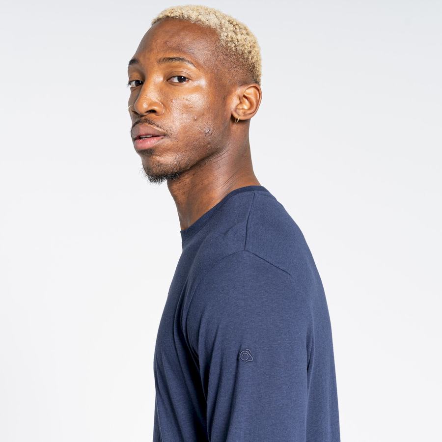T Shirts Craghoppers Nosibotanical Coulter Long Sleeved Homme Bleu Bleu Marine | SHH314RL