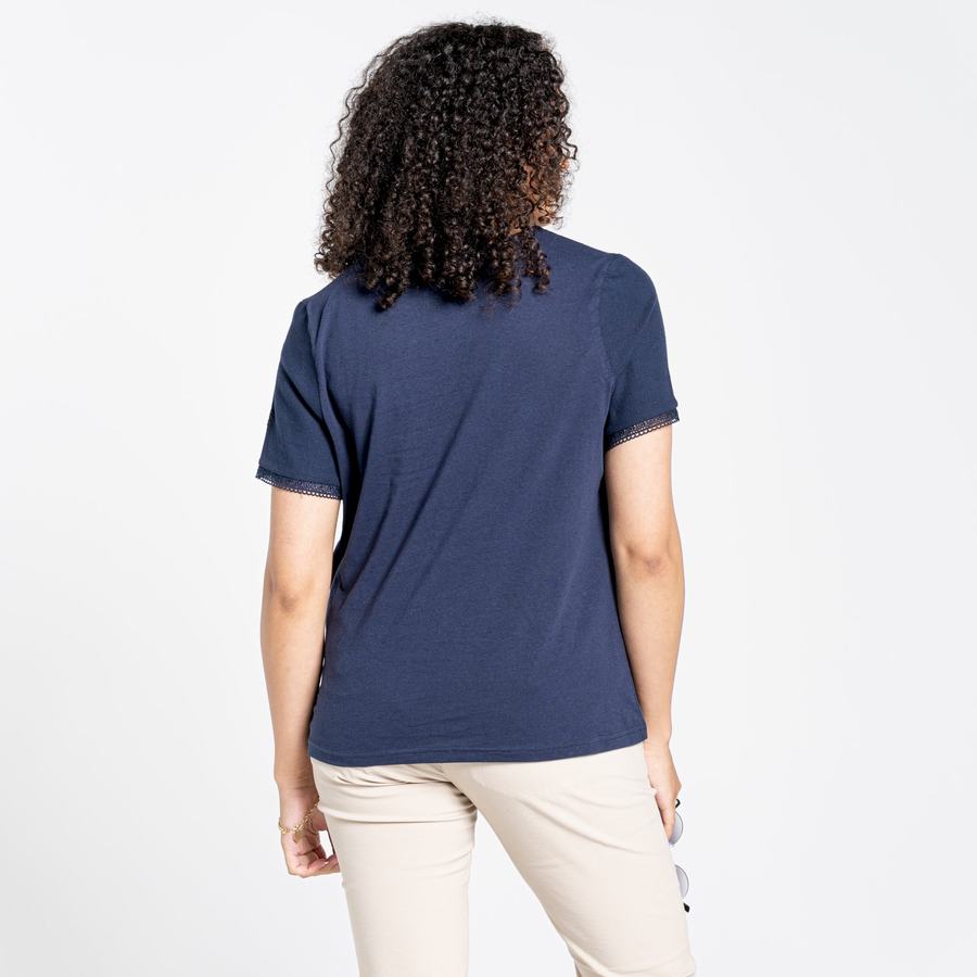 T Shirts Craghoppers Nosibotanical Lavern Corta Sleeved Femme Bleu Bleu Marine | DYJ722RR