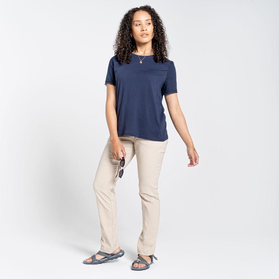 T Shirts Craghoppers Nosibotanical Lavern Corta Sleeved Femme Bleu Bleu Marine | DYJ722RR