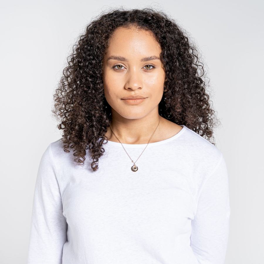 T Shirts Craghoppers Nosibotanical Magnolia Long Sleeved Femme Blanche | WPN5896TB
