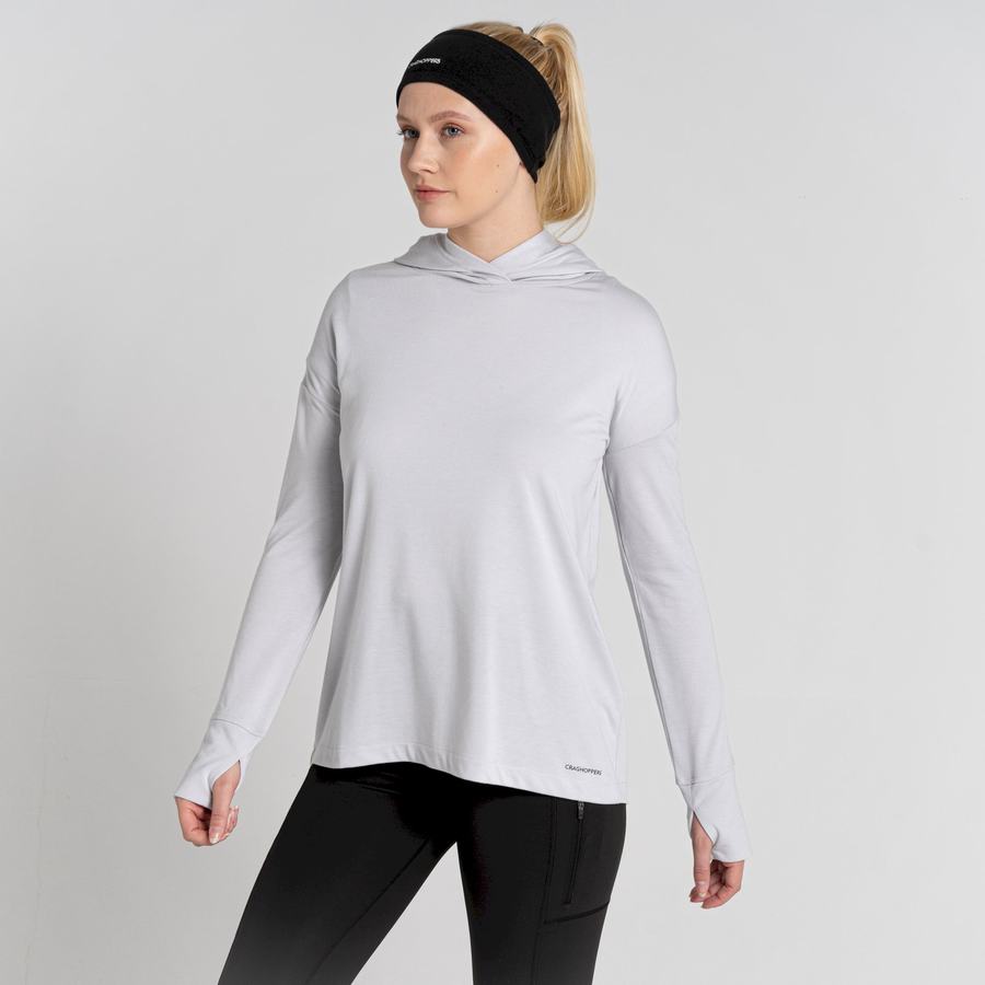 T Shirts Craghoppers Serrow Encapuchonné Long Sleeved Femme Argent | IIW7798HE