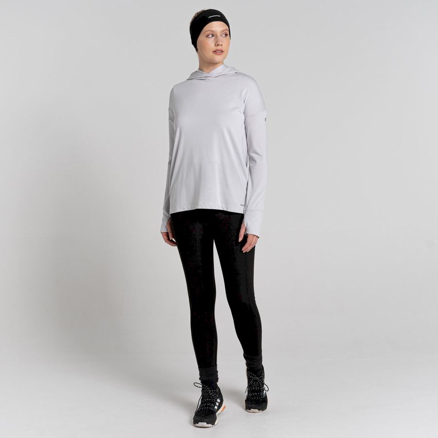 T Shirts Craghoppers Serrow Encapuchonné Long Sleeved Femme Argent | IIW7798HE