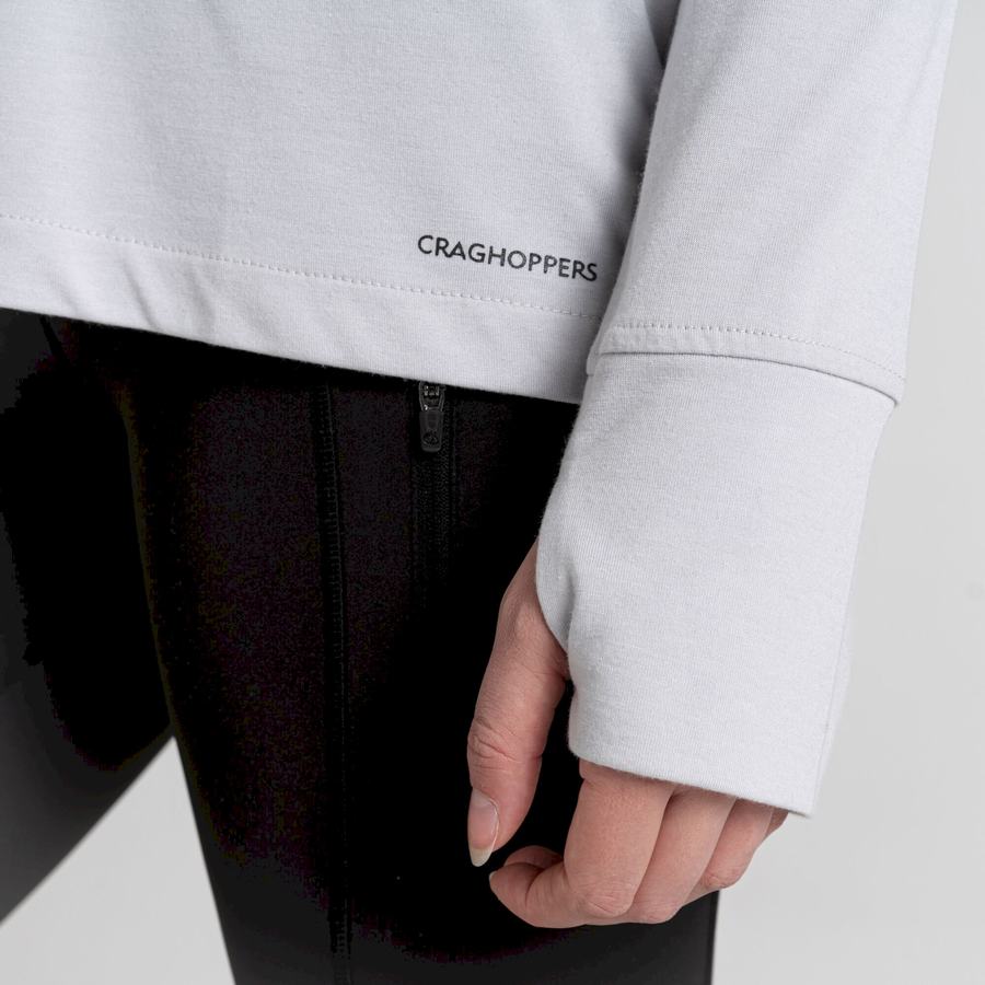 T Shirts Craghoppers Serrow Encapuchonné Long Sleeved Femme Argent | IIW7798HE
